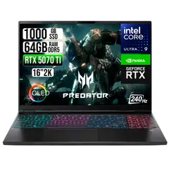 ACER - PORTATIL PREDATOR ULTRA 9 275HX RTX 5070 TI 12GB RAM 64GB SSD 1TB 16" OLED 240HZ