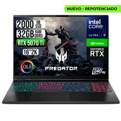 ACER - PORTATIL PREDATOR ULTRA 9 275HX RTX 5070 TI 12GB RAM 32GB SSD 2TB 16" OLED 240HZ
