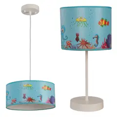 DESIGNER - COMBO LAMAPARA COLGANTE Y DE MESA DE 1 LUZ IKELITE INFANTIL
