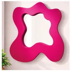 GENERICO - Espejo Decorativo de Pared Forma Orgánica Fucsia