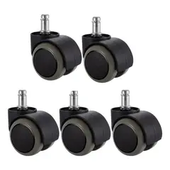 GENERICO - 5 Rodachinas Ruedas Para Silla Oficina Recubrimiento Goma Color Negro