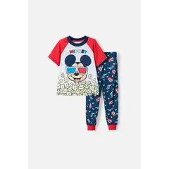 DISNEY - Pijama de Mickey Mouse multicolor de manga corta para niño 2T a 5T