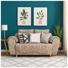 GENERICO - SOFA DE 2 PUESTOS BARLOVENTO EN TELA COLOR CAMEL ANTIFLUIDOS.