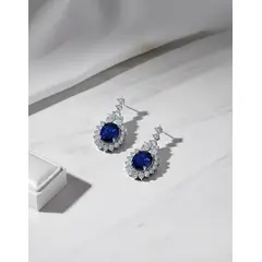 VERAMOREST - Aretes Azul Zafiro con Zirconia Cúbica