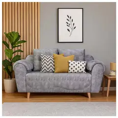 GENERICO - SOFA DE 2 PUESTOS BARLOVENTO EN TELA COLOR GRIS PLATA ANTIFLUIDOS.