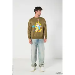 KOAJ - Buzo verde oscuro de Los Simpson con cuello redondo Hombre