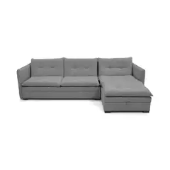 VENECIA - Sofa Cama en L Napoles 269x146x80 Con Baul Izquierdo Gris