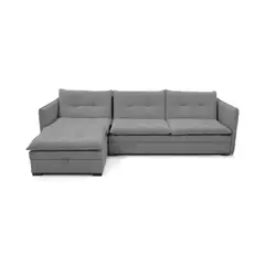 VENECIA - Sofa Cama en L Napoles 269x146x80 Con Baul Derecho Gris