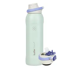 BUFFER FLASK - Termo Botella Termica Agua 1lt Buffer Acero Inox + 2 tapas - Verde