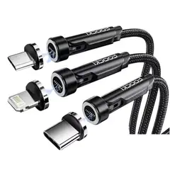 GENERICO - Cable Magnético Trenzado Toocki Con 3 Tipos De Conector Negro