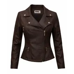 MODA EN CIRCUITO - Chaqueta Estilo Chamarra para Dama en Cuerotex