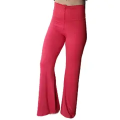 VIA7 - Pantalon talle alto de cierre pretina ancha bota campana negro