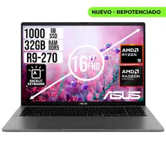 ASUS - PORTATIL AMD RYZEN 9 270 SSD 1TB RAM 32GB LED 16 FULL HD
