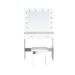 RTA DESIGN - Tocador con Luces Led Bella Blanco Mate Incluye Silla