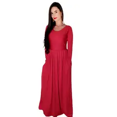 VIA7 - Vestido largo manga corta de bolsillos para mujer nuevo negro