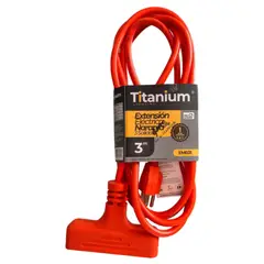 TITANIUM - Extension Encauchetada Polo A Tierra Naranja 3 Mts 3 Salidas