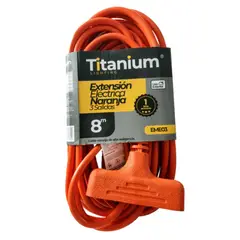 TITANIUM - Extension Encauchetada Polo A Tierra Naranja 8 Mts 3 Salidas