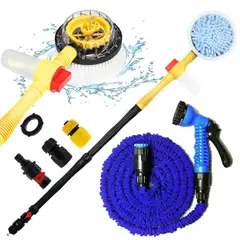 GENERICO - Cepillo Giratorio Auto Lavado 360° + Manguera Expandible 5Mt