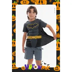 DC COMICS - Camiseta de Batman con capa gris y negro para niño