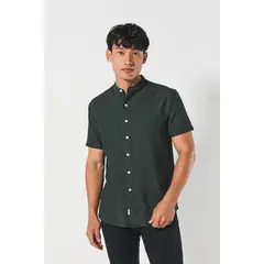 KOAJ - Camisa cuello nerú unicolor manga corta en algodón Hombre