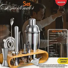 BARTENDING COLOMBIA - KIT COCTELERIA SET BARTENDER 12 PIEZAS EN ACERO INOXIDABLE PREMIUM