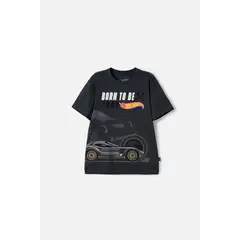 HOT WHEELS - Camiseta de manga corta gris para niño