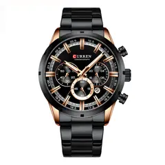 CURREN - Reloj 8355 Cronógrafo En Acero De Lujo Para Hombre Negro