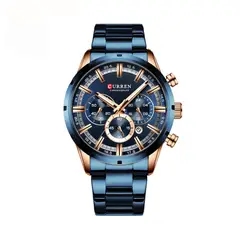 CURREN - Reloj 8355 Cronógrafo En Acero De Lujo Casual Para Hombre Azul