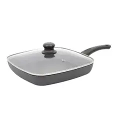 UNIVERSAL ROYAL - Sarten Cuadrado Rayas 28x28 Universal Antiadherente Con Tapa