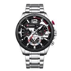 CURREN - Reloj 8395 Cronógrafo En Acero Para Hombre Plateado