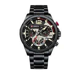 CURREN - Reloj 8395 Cronógrafo En Acero Para Hombre Negro - Plateado