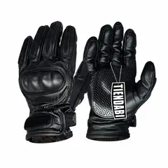 NACIONAL - Guantes Moto Motociclista Cuero Tipo Relojero Unisex NEGRO