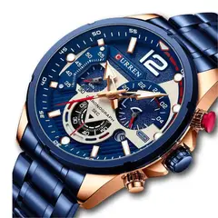 Curren - Reloj 8395 Cronógrafo En Acero Para Hombre Azul