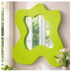 GENERICO - Espejo Decorativo de Pared Forma Orgánica Verde