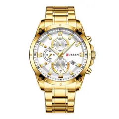 CURREN - Reloj 8360 Cronógrafo En Acero Dorado Para Hombre