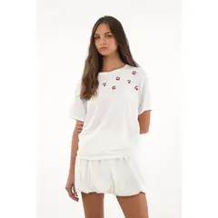TOPMARK - Camiseta con mini prints de cerezas crudo para mujer