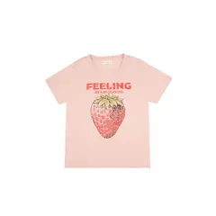 TENNIS - Camiseta manga corta estampada rosada para mujer