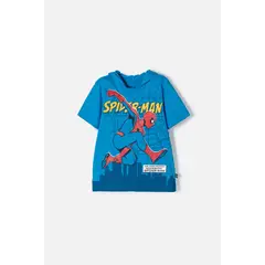 MARVEL - Camiseta de Spiderman con capucha azul para niño