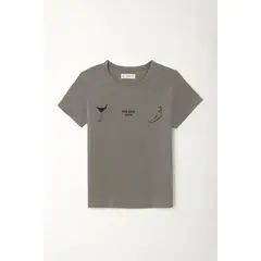 TENNIS - Camiseta básica estampada gris para mujer