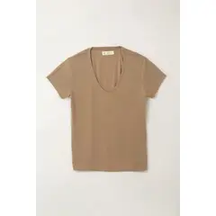 TENNIS - Camiseta con cuello en V café para mujer