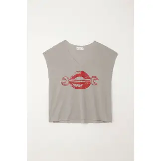 TENNIS - Camiseta básica estampada manga corta gris para mujer