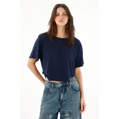 TENNIS - Camiseta amplia con cortes laterales azul para mujer