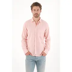 TENNIS - Camisa manga larga preteñida rosada para hombre