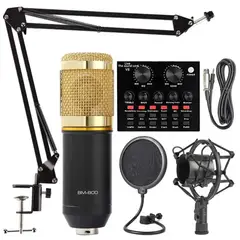 COLME TECHNOLOGY HOME - Micrófono Profesional Condensador Bm800 + Tarjeta Sonido V8