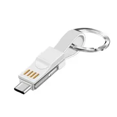 GENERICO - Llavero Magnético Usb Cable Carga Para iPhone Android Tipo C Blanco
