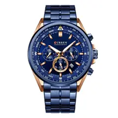 CURREN - Reloj 8399 Cronógrafo En Acero Azul Para Hombre