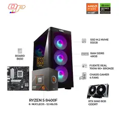 AMD - COMPUTADOR GAMER RYZEN 5 8400F+ RTX 5060 8GB- RAM 48GB- SSD 512GB BOARD B650