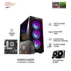 AMD - COMPUTADOR GAMER RYZEN 5 8400F+ RTX 5060 8GB- RAM 16GB- SSD 512GB BOARD B650