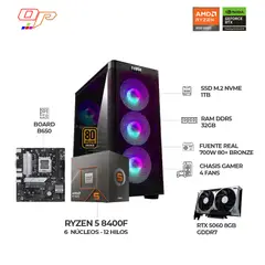 AMD - COMPUTADOR GAMER RYZEN 5 8400F+ RTX 5060 8GB- RAM 32GB- SSD 1TB BOARD B650