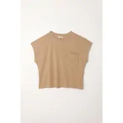 TOPMARK - Camiseta manga corta con bolsillo crudo para mujer